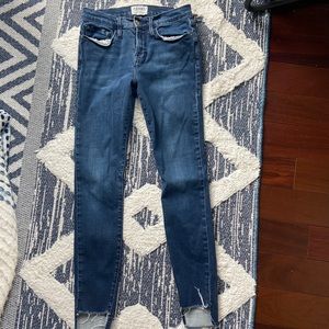 FRAME Le Skinny Jeans Size 27 Waist Raw Frayed Step Hem Galvin Wash